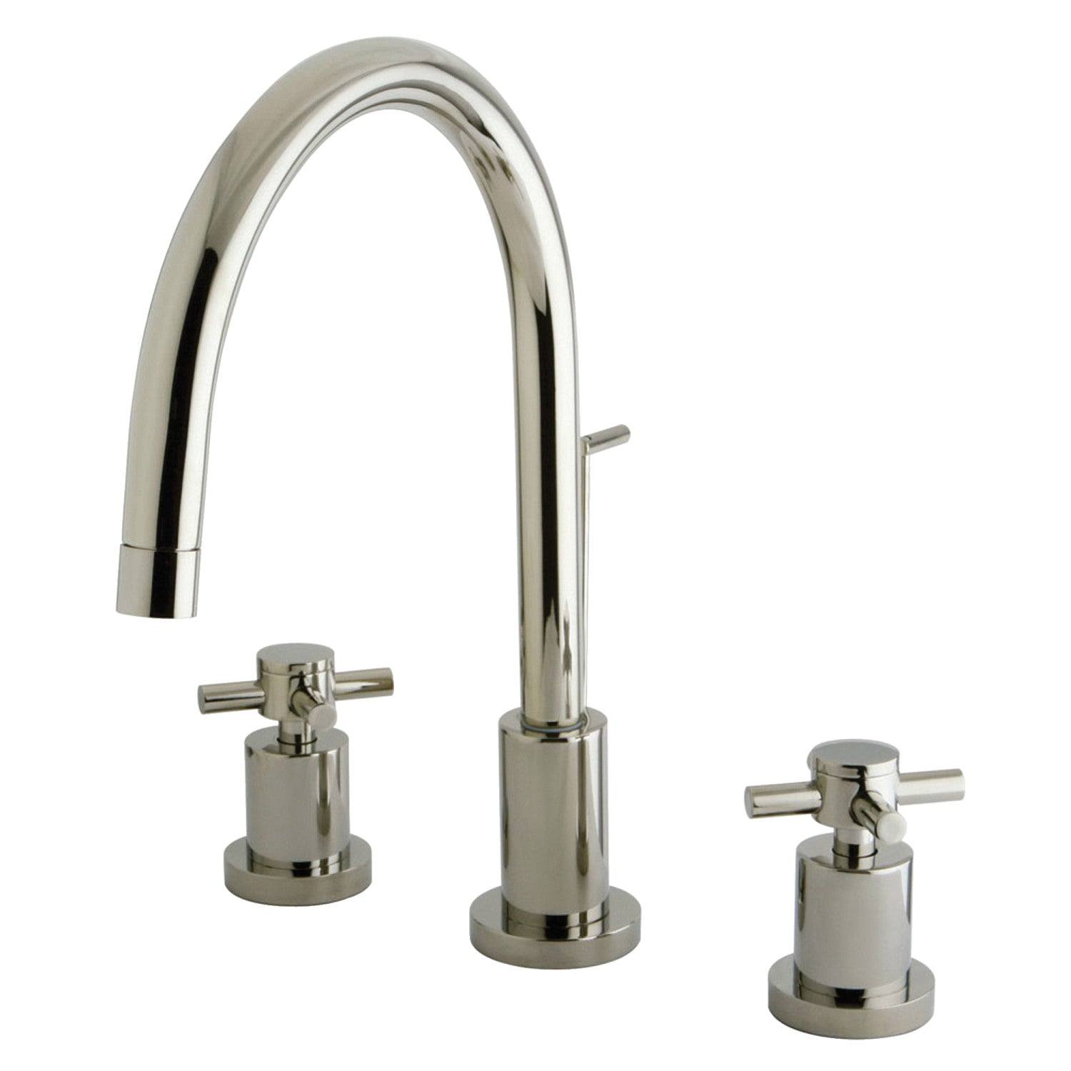 Kingston Sona KS8926DX - Concord Two-Handle 3-Hole Deck Mount Widespread Bathroom Faucet with Brass Pop-Up, Polished Nickel — image 1